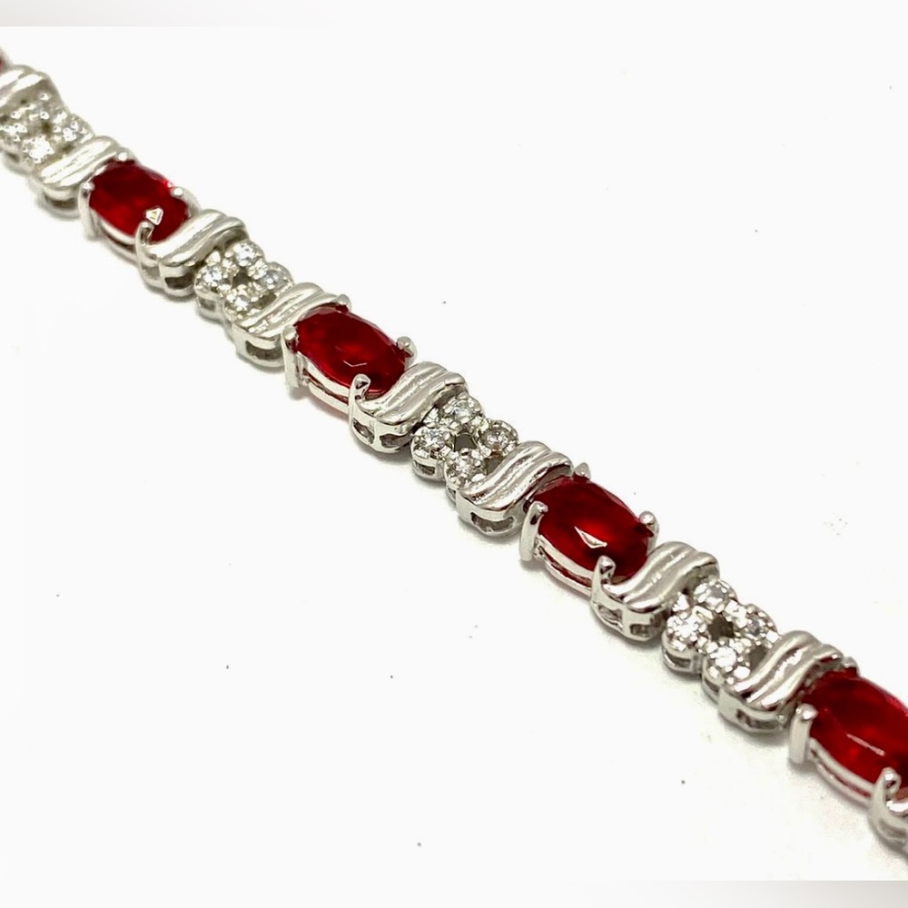 14k White Gold Plated 11.75ctw Ruby & Diamonique … - image 2